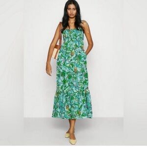 Kate Spade Under the Sea Aqua Print Tie Strap Dress. Size Small